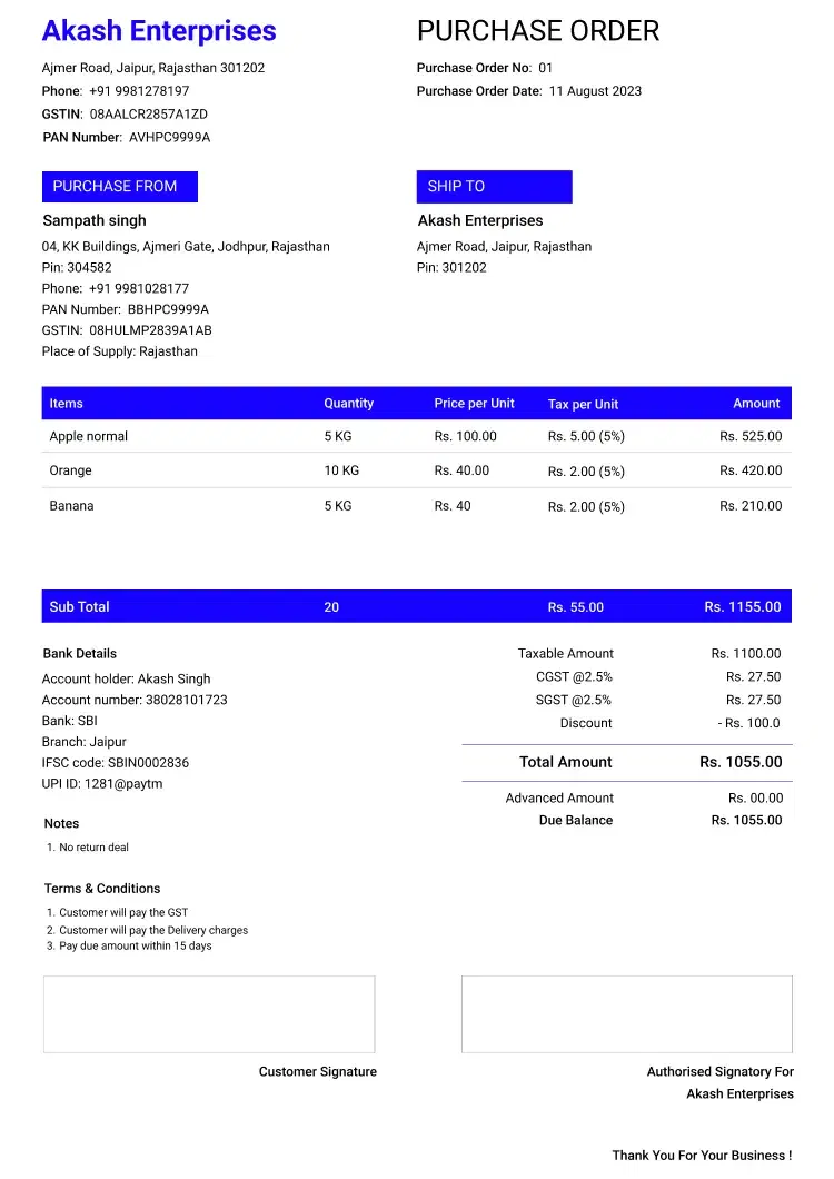 stylish purchase order template for small business to create professional purchase orders