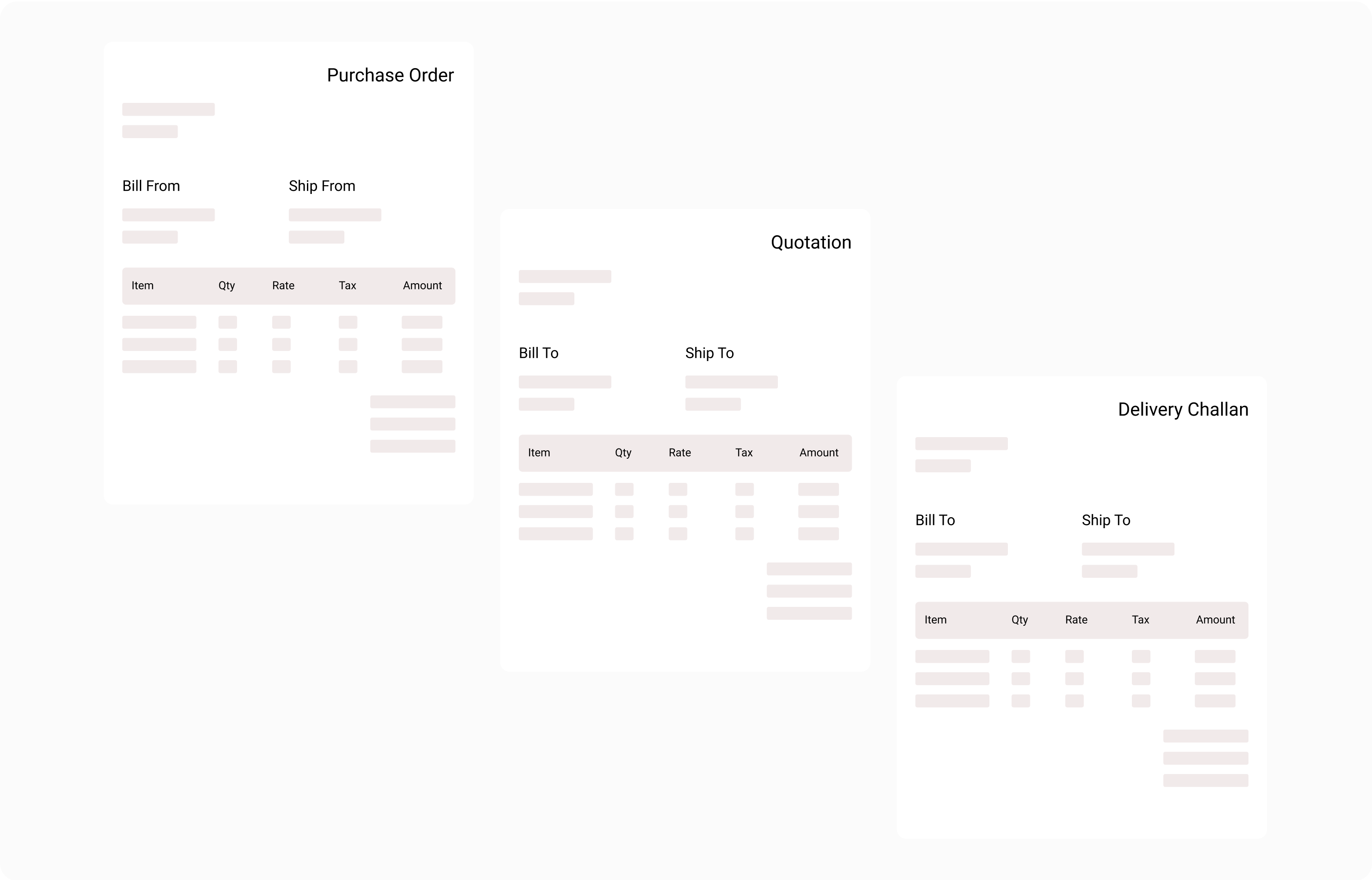 purchase order, quotation, delivery challan format