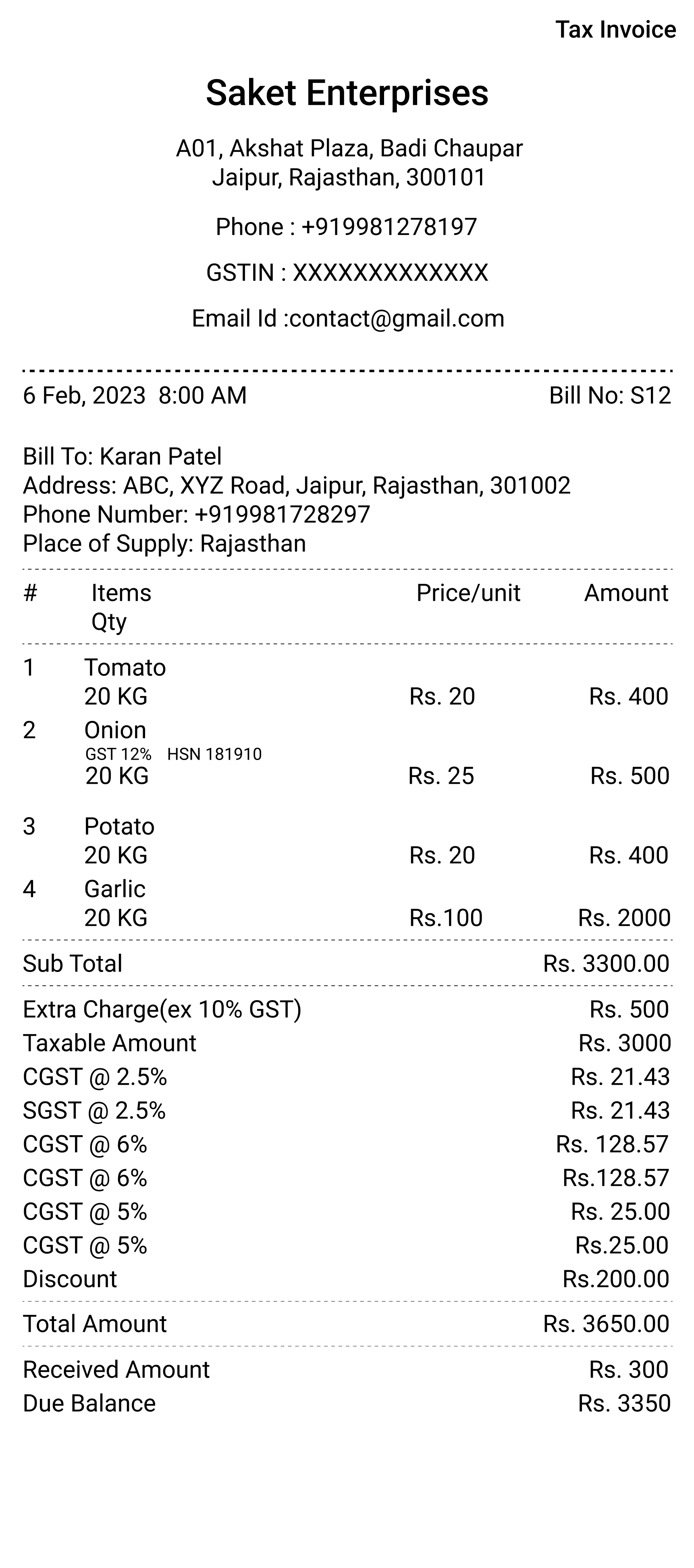 3 inch thermal printer bill